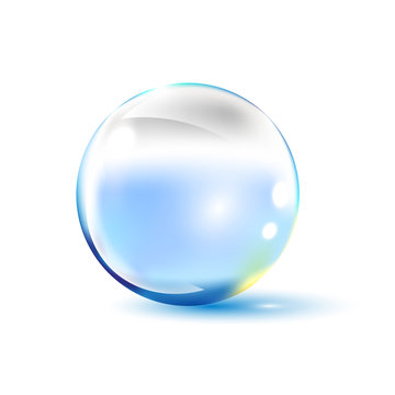 Shiny colored glass bowl, bubble, vector illustration