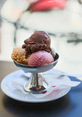 Classic italian gourmet ice cream served in a bowl