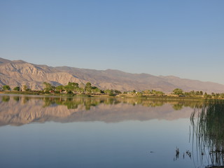 view from diaz lake near lone pine, california
