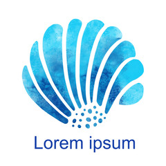 Watercolor scallop shell