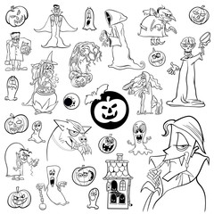 black and white Halloween set