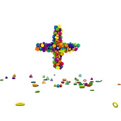 znak dodawania symbol z prostych figur 3D © vempireart