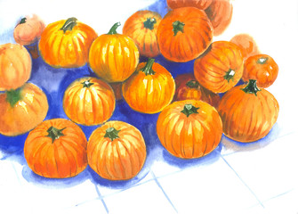 Pumpkin Halloween watercolor