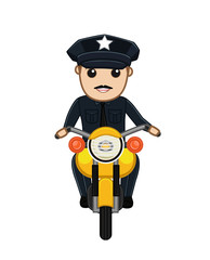 Traffic Police on Bike Vector Illustration