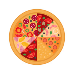 Eight pizza slice. Flat design. Vector Illustration.