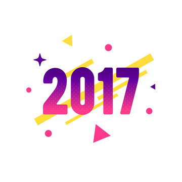 New Year 2017 flat style design concept for banner
