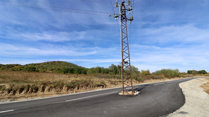 power pole in the middle of the road in Bulgaria