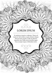 Vector Monochrome Floral Template with Place for Text