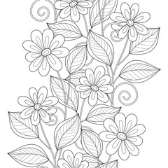Vector Seamless Monochrome Floral Pattern