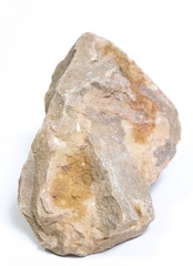 Single natural stone on white background