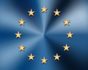 European Union flag with gold stars