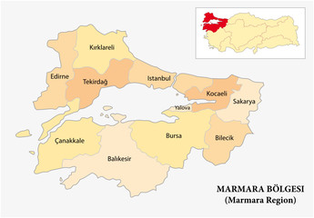 Fototapeta na wymiar Marmara Region map