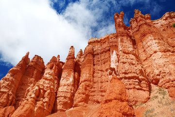 Scenic view of stunning red sandstone hoodoos in Bryce Canyon National Park