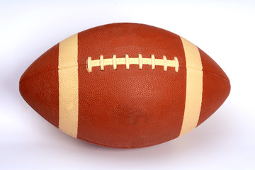 merican football close up on white background