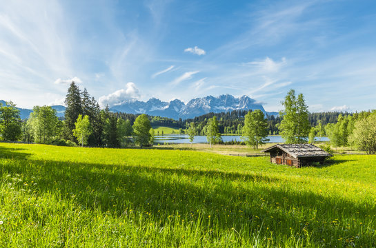 Panorama mit Blick auf den Wilden Kaiser