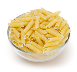 Penne pasta isolated on white background with clipping path