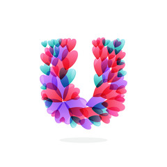 U letter logo formed by hearts.
