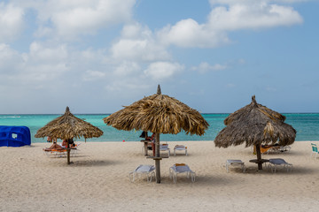 Aruba Beach with Umbrellas