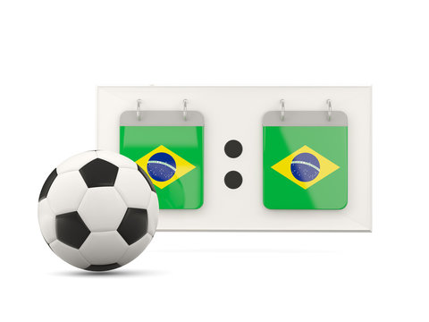 Flag of brazil, football with scoreboard