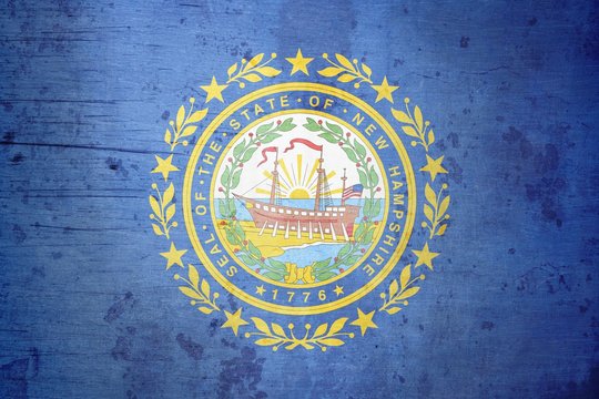 A grunge illustration of the state flag of New Hampshire