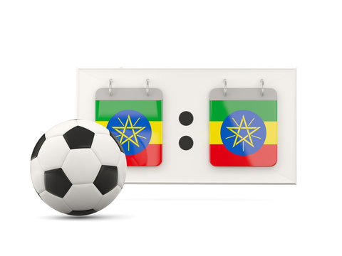 Flag of ethiopia, football with scoreboard