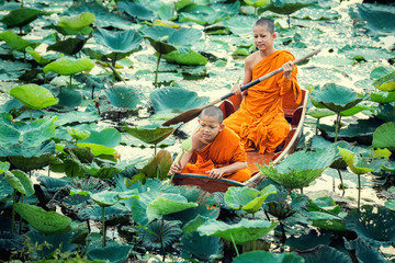 Novices were ferried to collect lotus