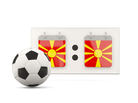 Flag of macedonia, football with scoreboard