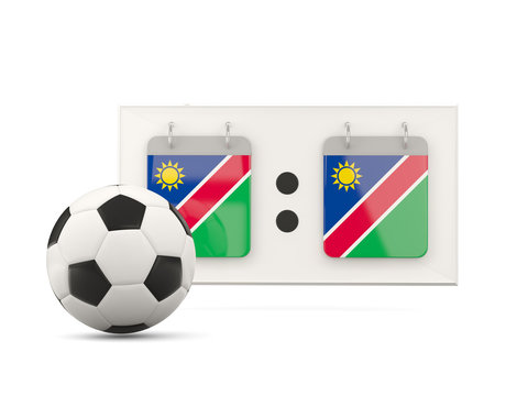 Flag of namibia, football with scoreboard
