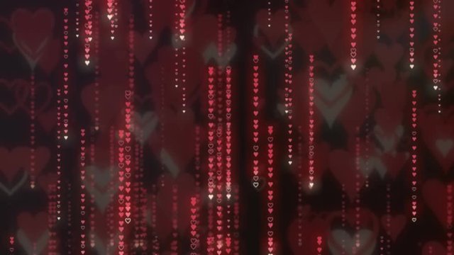 Red hearts (small and big) falling down like in a popular sci-fi movie.
