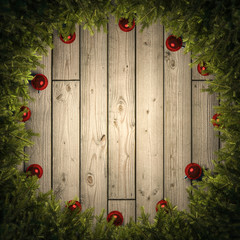 Weihnachtskranz auf Holzdielen