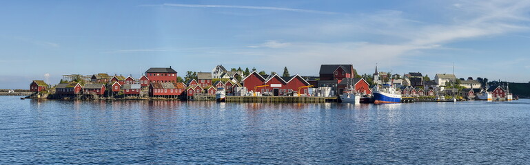 Reine is a fishing village and the administrative center of the municipality of Moskenes in Nordland country, Norway. - panorama