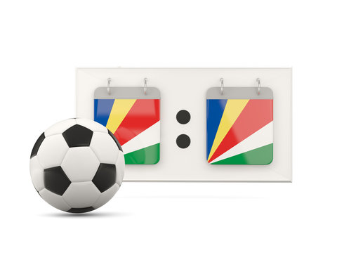 Flag of seychelles, football with scoreboard