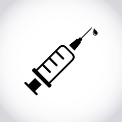 Injection syringe flat icon vector for medical apps and websites