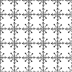 Seamless vector pattern. Black and white geometrical background with hand drawn decorative elements. Graphic illustration. Series of Hand Drawn Simple Geometrical vector Patterns.