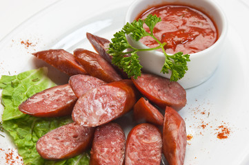 chopped sausages