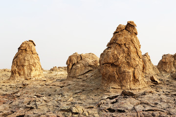 Fototapeta na wymiar Salt pinnacles of Dallol volcano, Danakil Depression, Ethiopia