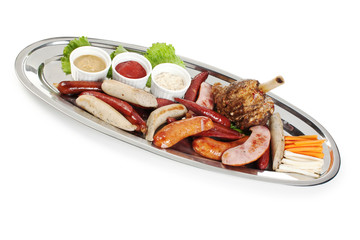 chopped sausages fried with vegetables and spices