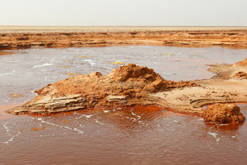 Fototapeta na wymiar Petroleum Lake at Dallol volcano, Danakil Depression, Ethiopia