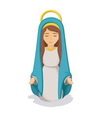 Mary cartoon icon. Holy family and merry christmas season theme. Colorful design. Vector illustration