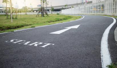 starting point Beginning on the road  Start exercising The beginning of Jogging.