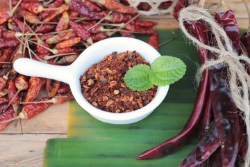 Chili powder and dried chilli for cooking.