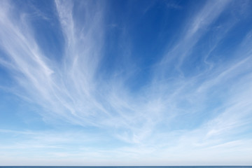 beautiful blue sky with white Cirrus clouds - obrazy, fototapety, plakaty