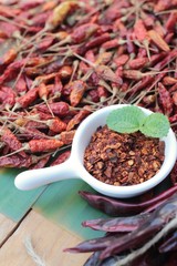 Chili powder and dried chilli for cooking.