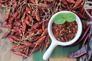 Chili powder and dried chilli for cooking.
