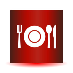 Fork, spoon and plate, vector icon