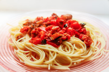 spaghetti with vegetables and Tomato Sauce