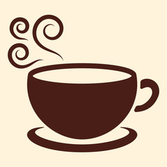 cup of coffee tea hot drink brown vector icon on white backgroun