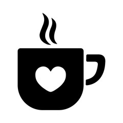 cup of coffee tea hot drink black vector icon on white backgroun
