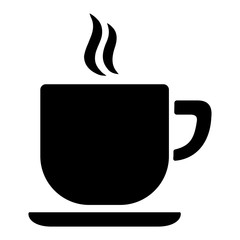 cup of coffee tea hot drink black vector icon on white backgroun