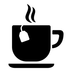 cup of coffee tea hot drink black vector icon on white backgroun